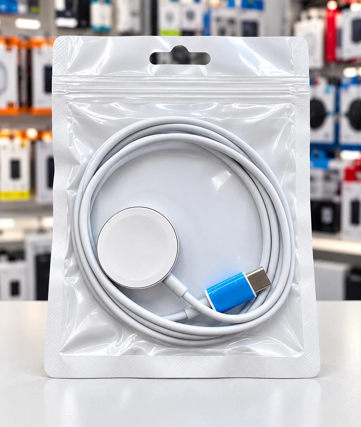 Portable Magnetic Wireless Watch Charger – USB-C Charging Cable for Compatible Smartwatches | White
