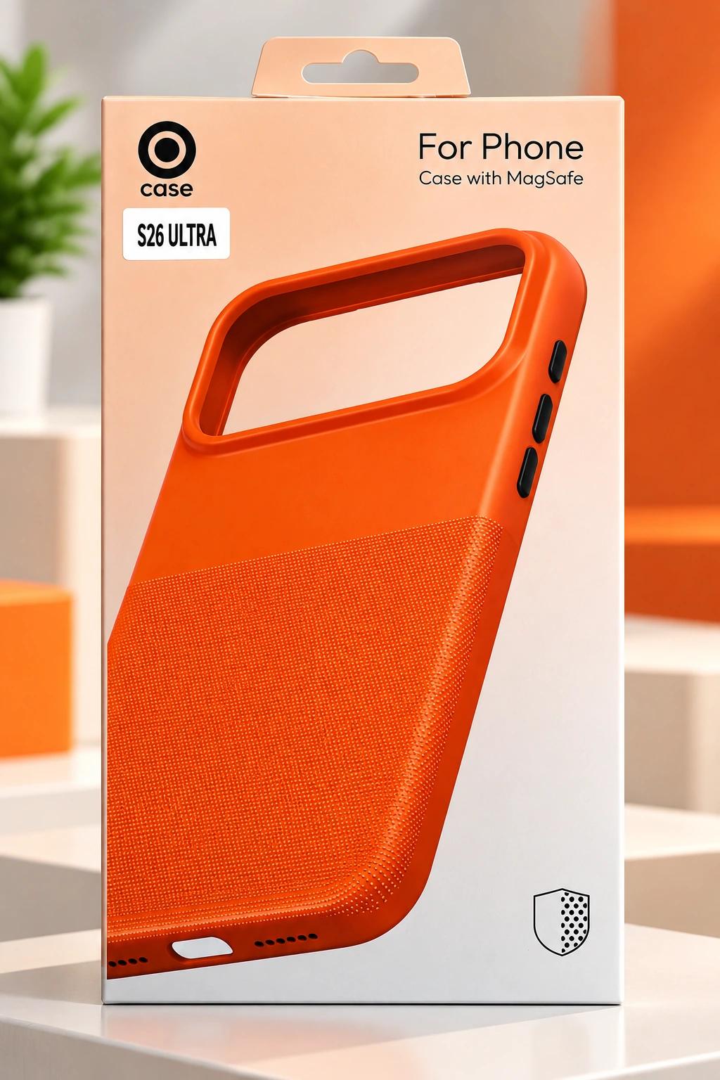Case | Samsung Galaxy S26 Ultra MagSafe Compatible Protective Case – Orange | Anti-Slip Textured Grip