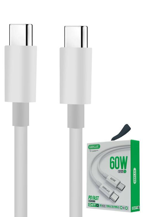 GERLAX 60W USB-C to USB-C Fast Charging Soft Silicone Cable – 1.5M (White)