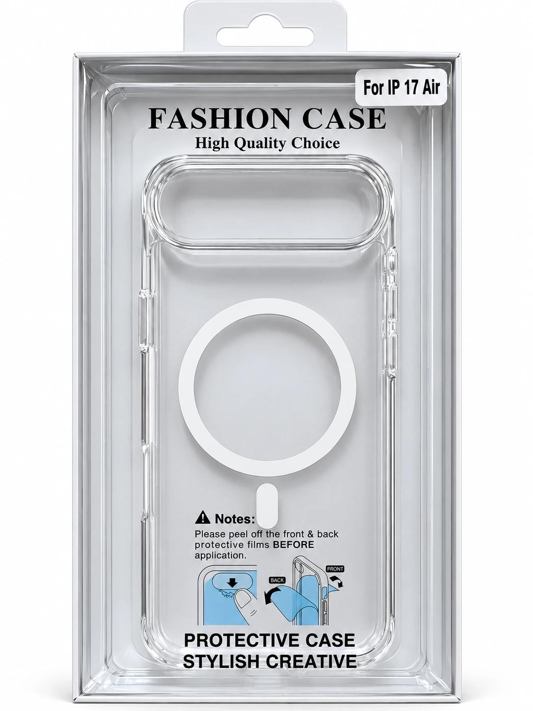 Clear Magnetic Ring Protective Case for iPhone 17 Air – Transparent Slim Design