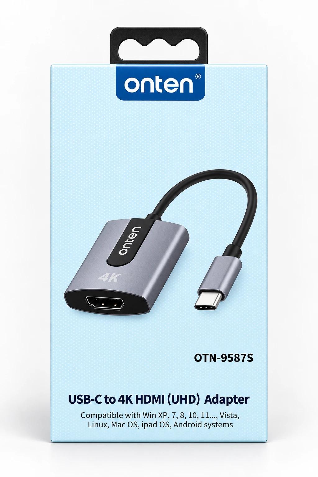 ONTEN USB-C to HDMI 4K UHD Adapter – Type-C to HDMI Converter for Laptop, MacBook, iPad & Android | OTN-9587S